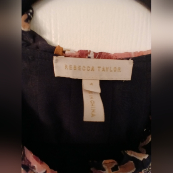 Rebecca Taylor NWOT Feminine Peasant Boho Floral W/ Neck Ruffle Blouse Size 4 - Picture 8 of 16